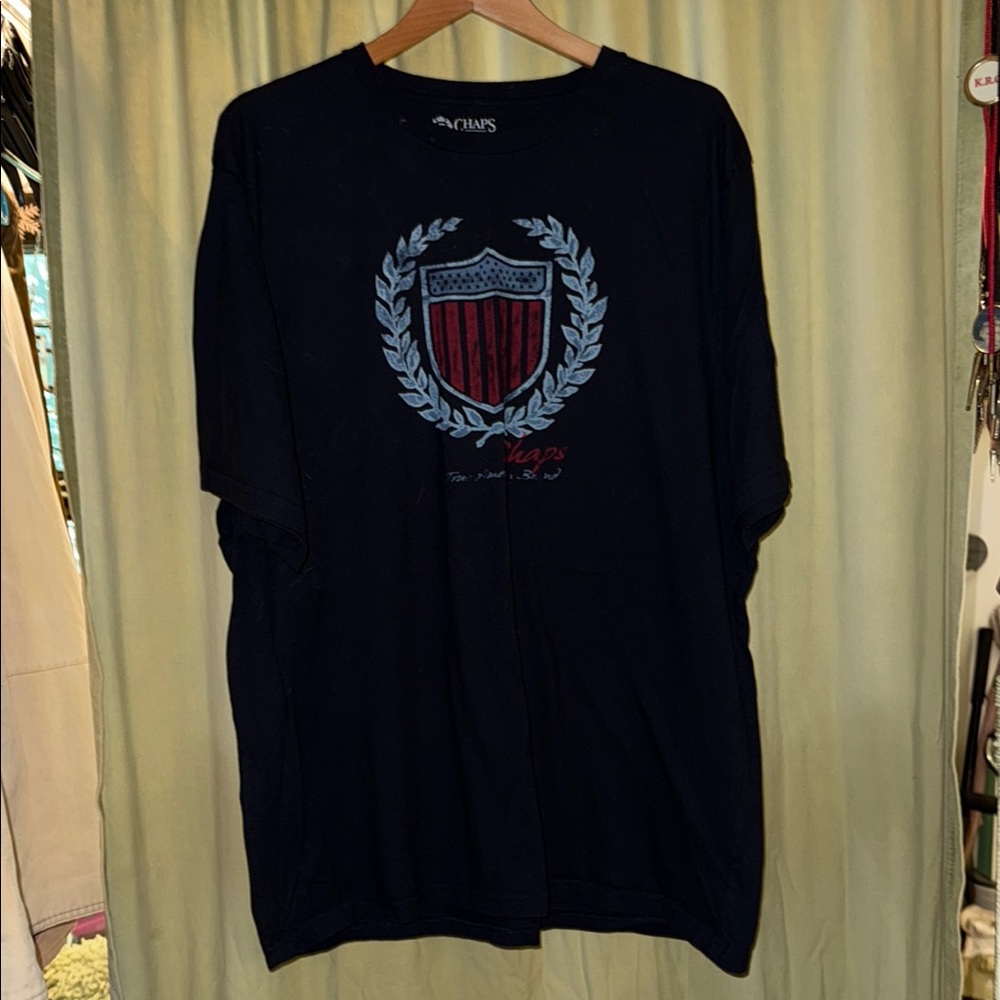 Chaps Blue Short Sleeve Tee with Emblem Design